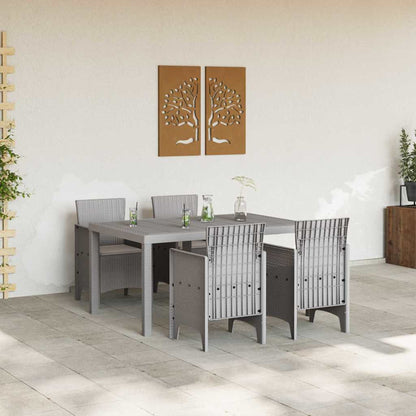Garten Essgruppe 5 pcs Hellgrau Polt Rattan
