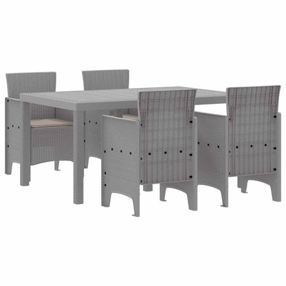 Garten Essgruppe 5 pcs Hellgrau Polt Rattan