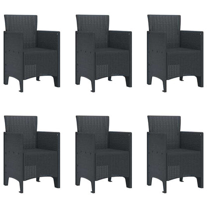 Garten Essgruppe 7 pcs Anthrazit Polt Rattan