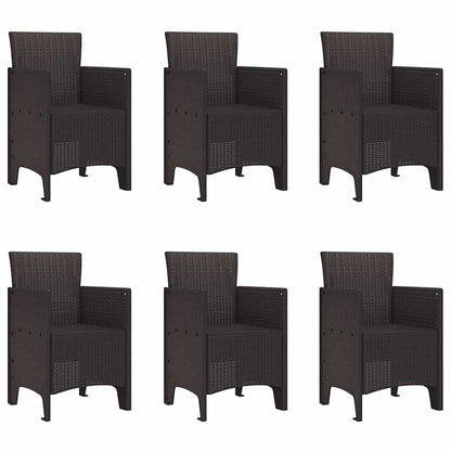 Garten Essgruppe 7 pcs Braun Polt Rattan