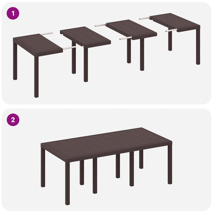 Garten Essgruppe 7 pcs Braun Polt Rattan