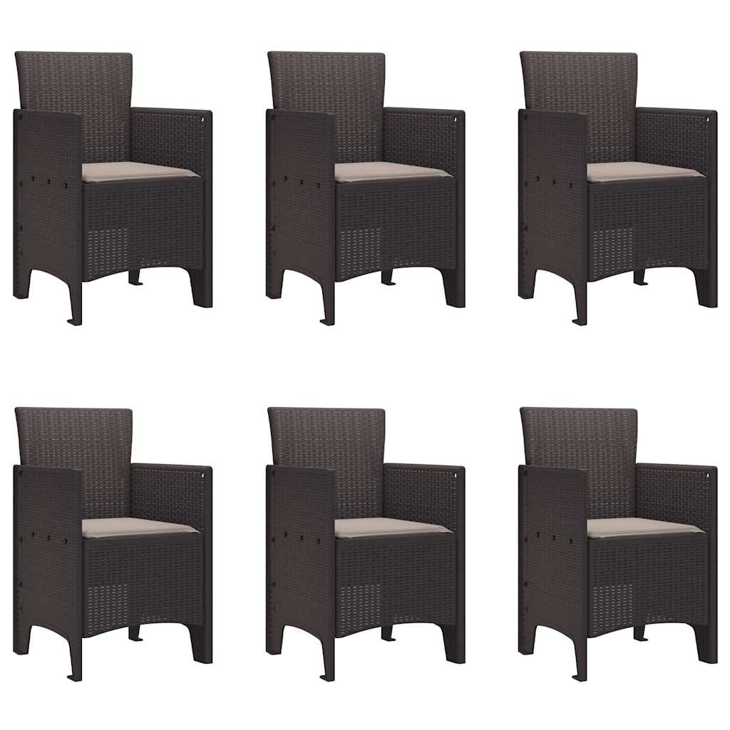 Garten Essgruppe 7 pcs Braun Polt Rattan