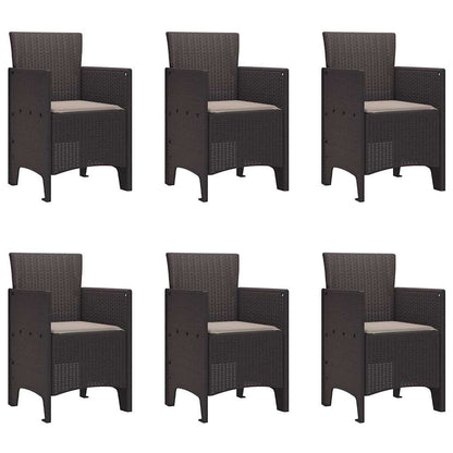 Garten Essgruppe 7 pcs Braun Polt Rattan