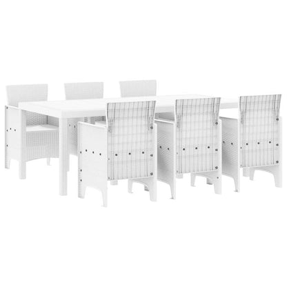 Garten Essgruppe 7 pcs Weiß Polt Rattan