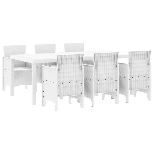Garten Essgruppe 7 pcs Weiß Polt Rattan