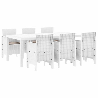 Garten Essgruppe 7 pcs Weiß Polt Rattan