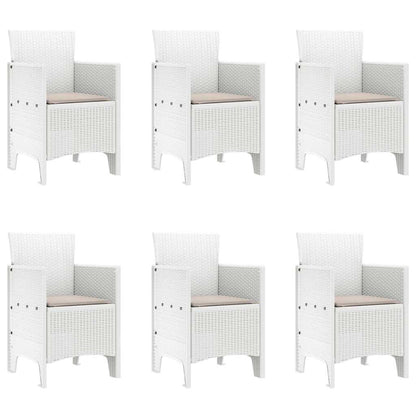 Garten Essgruppe 7 pcs Weiß Polt Rattan