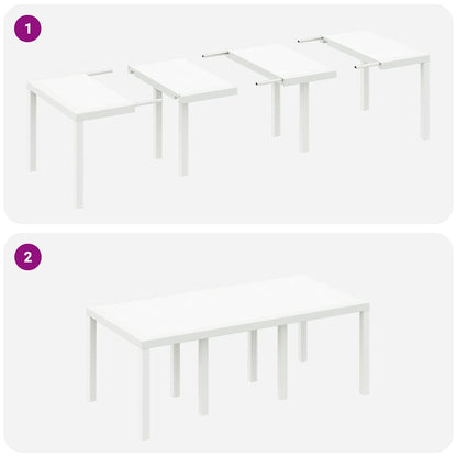 Garten Essgruppe 7 pcs Weiß Polt Rattan