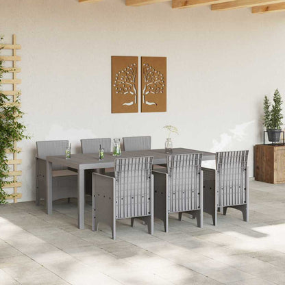 Garten Essgruppe 7 pcs Hellgrau Polt Rattan