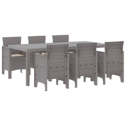 Garten Essgruppe 7 pcs Hellgrau Polt Rattan