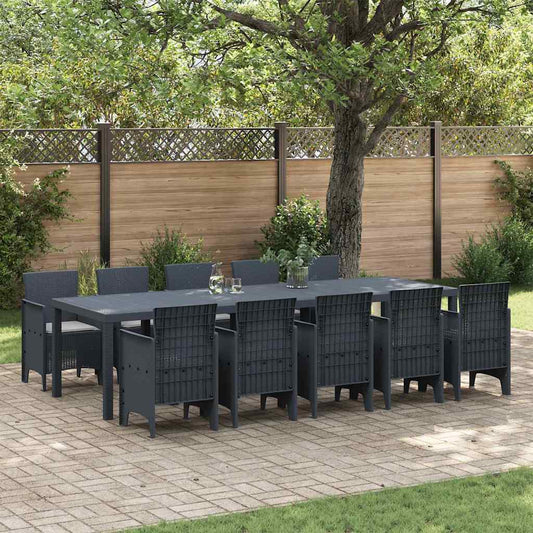 Garten Esszimmer Set mit Kissen 11 pcs Anthrazit und Hellgrau