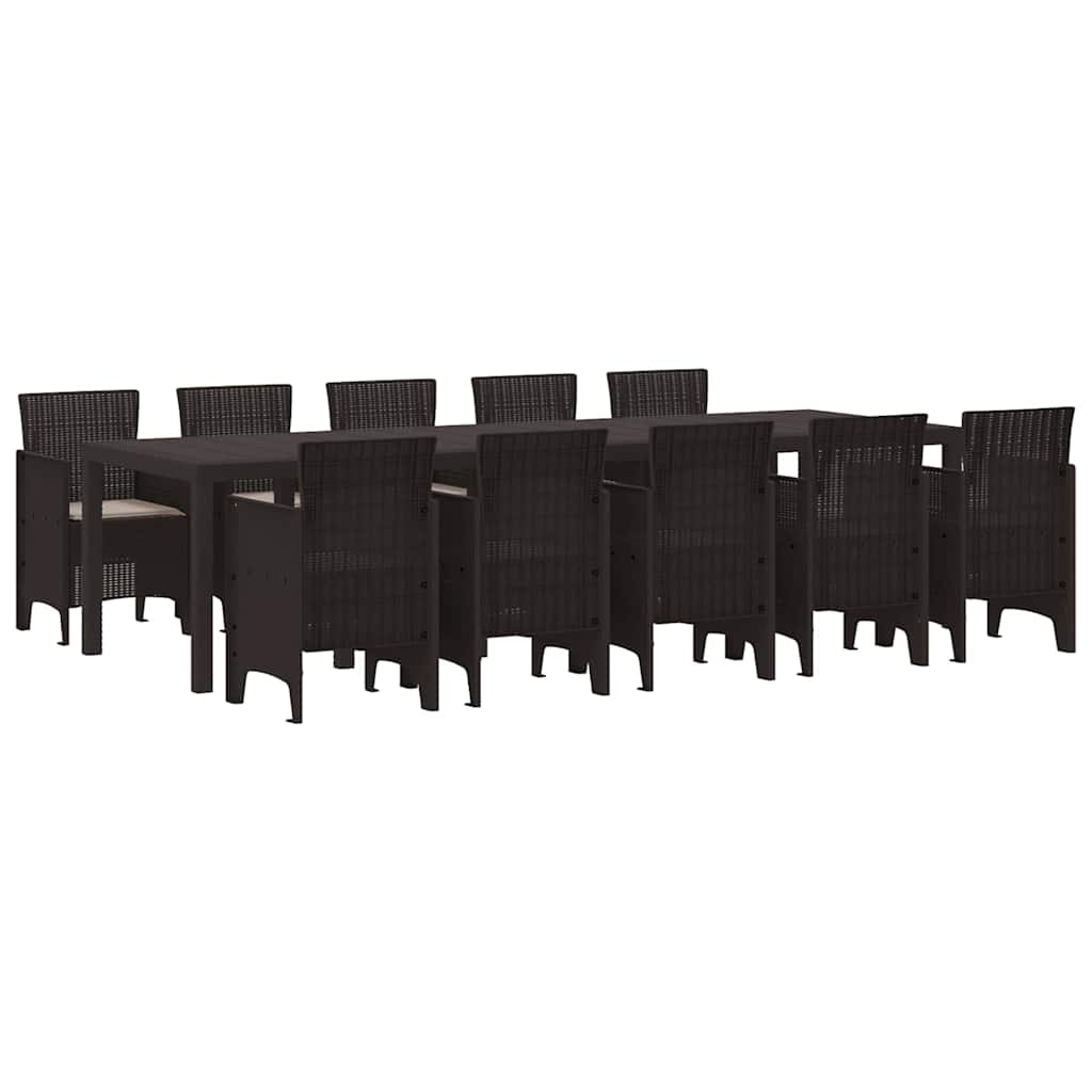 Garten Essgruppe mit Kissen 11 pcs Braun und Taupe Poly Rattan