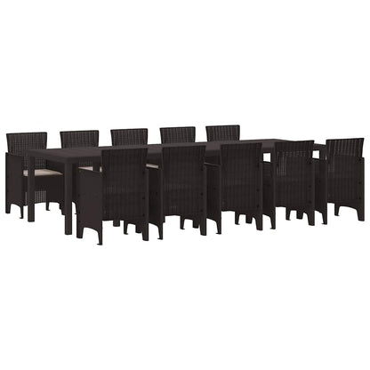 Garten Essgruppe mit Kissen 11 pcs Braun und Taupe Poly Rattan