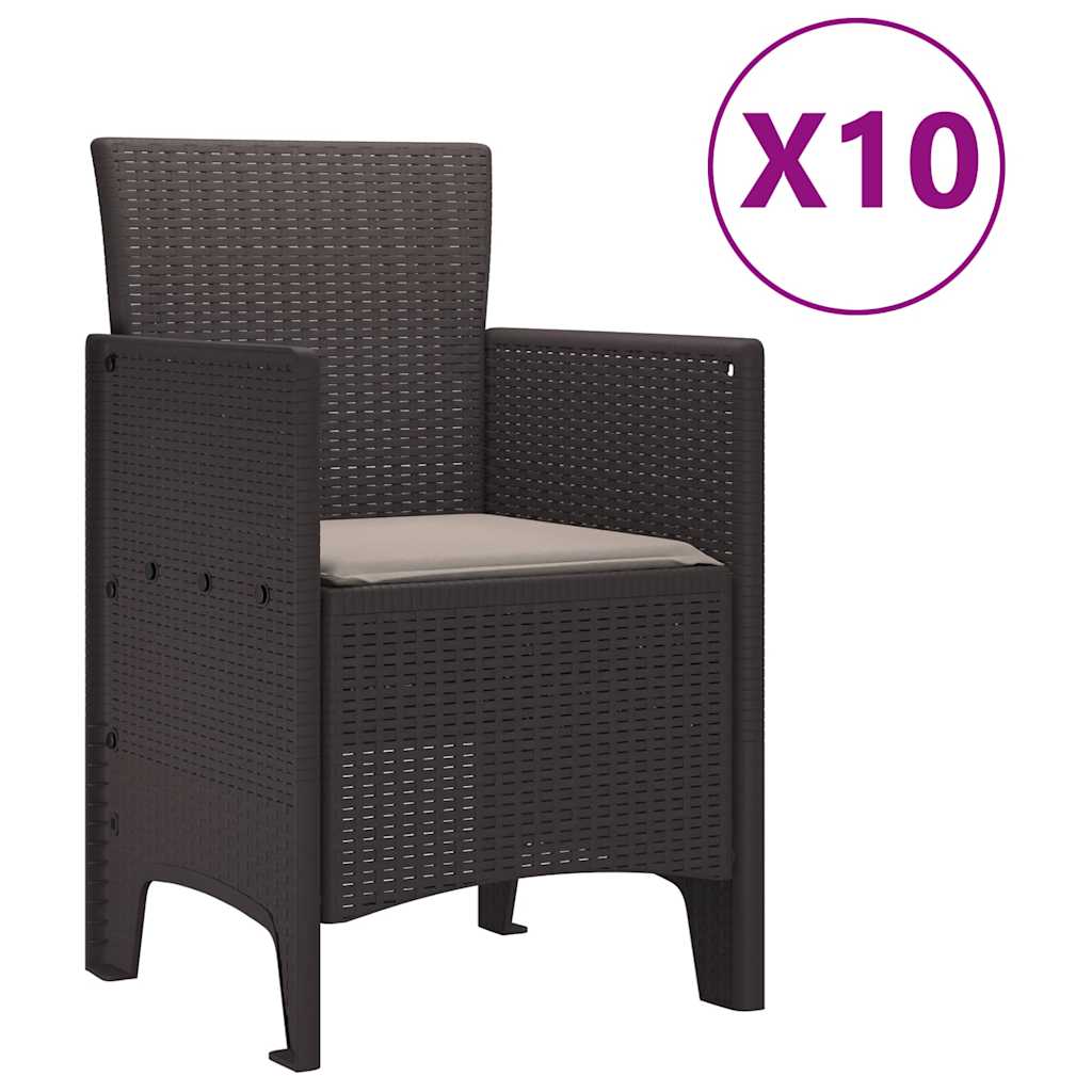 Garten Essgruppe mit Kissen 11 pcs Braun und Taupe Poly Rattan