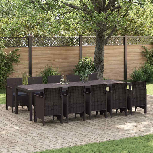 Garten Essgruppe mit Kissen 11 pcs Braun und Anthrazit Rattan