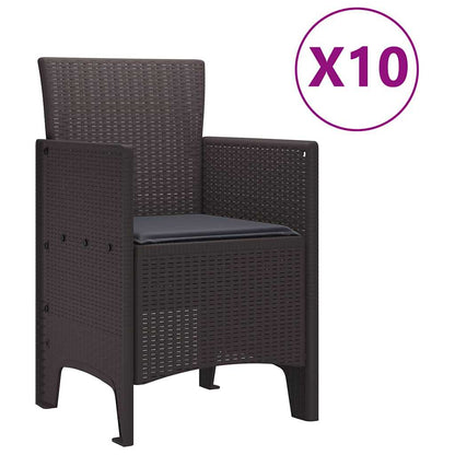 Garten Essgruppe mit Kissen 11 pcs Braun und Anthrazit Rattan