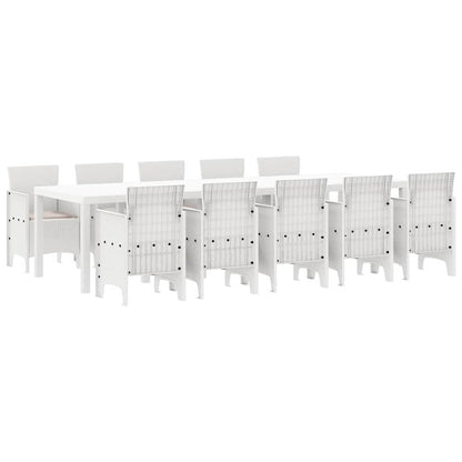 Garten Essgruppe 11 pcs Weiß und Taupe Kunststoff-Rattan