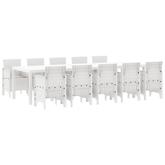 Garten Essgruppe 11 pcs Weiß und Taupe Kunststoff-Rattan