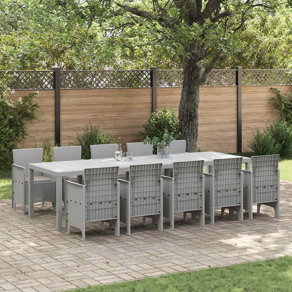 Garten Essgruppe mit Kissen 11 pcs Hellgrau Poly Rattan