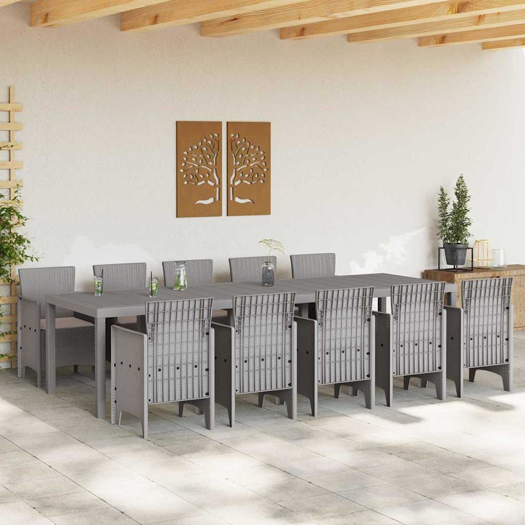 Garten Essgruppe mit Kissen 11 pcs Hellgrau Poly Rattan