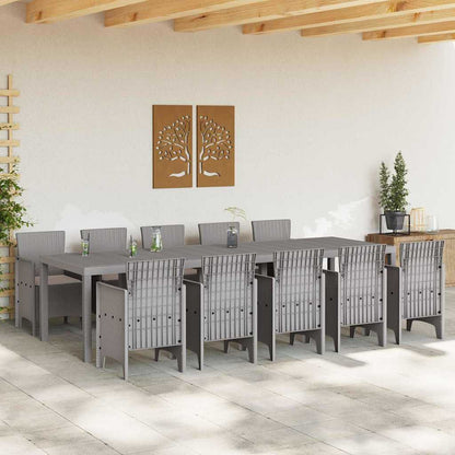 Garten Essgruppe mit Kissen 11 pcs Hellgrau Poly Rattan