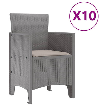 Garten Essgruppe mit Kissen 11 pcs Hellgrau Poly Rattan