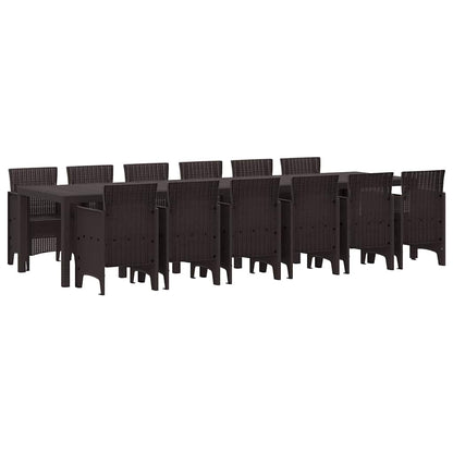 Garten Essgruppe 13 pcs Braun Polt Rattan