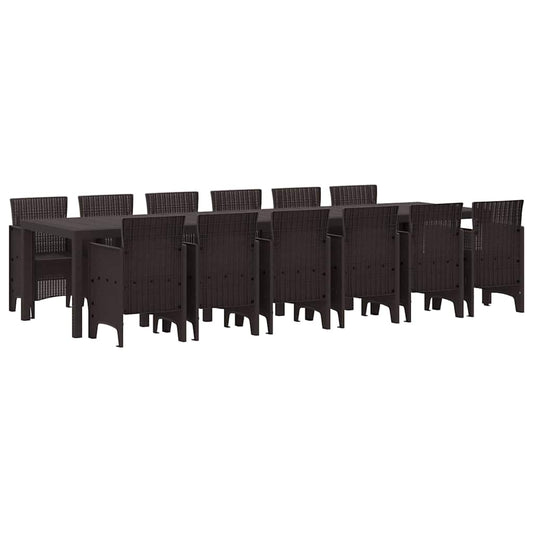 Garten Essgruppe 13 pcs Braun Polt Rattan