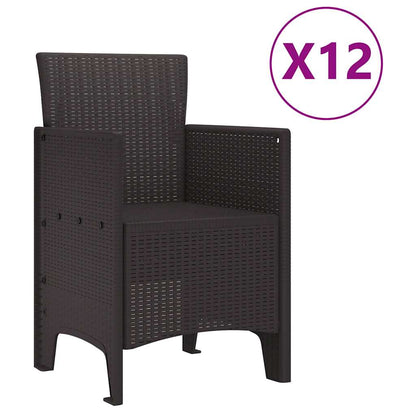 Garten Essgruppe 13 pcs Braun Polt Rattan