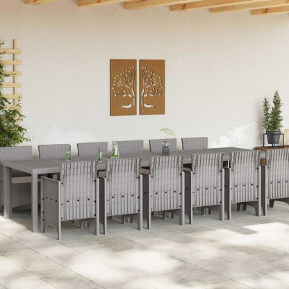 Garten Essgruppe 13 pcs Hellgrau Polt Rattan
