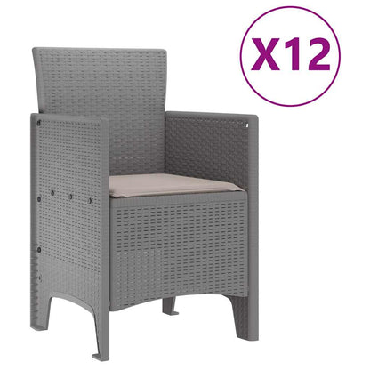 Garten Essgruppe 13 pcs Hellgrau Polt Rattan