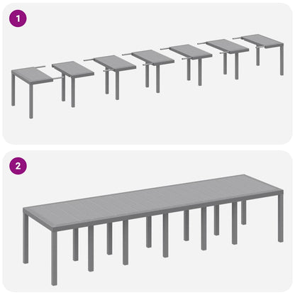 Garten Essgruppe 13 pcs Hellgrau Polt Rattan
