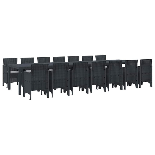 Garten Essgruppe 15 pcs Anthrazit Polt Rattan