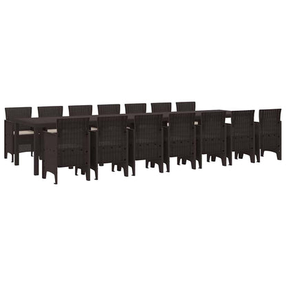 Garten Essgruppe 15 pcs Braun Polt Rattan