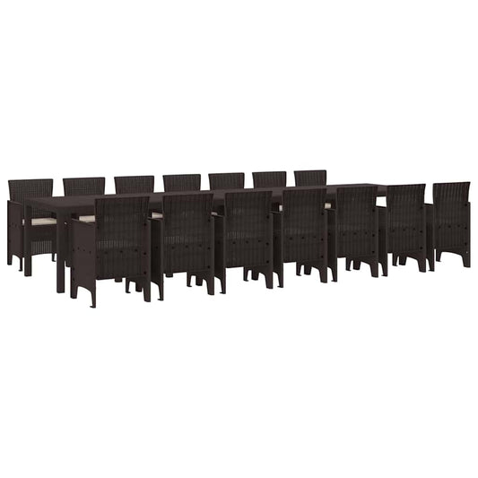 Garten Essgruppe 15 pcs Braun Polt Rattan