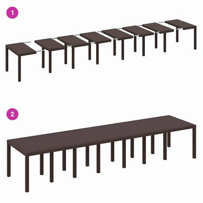 Garten Essgruppe 15 pcs Braun Polt Rattan