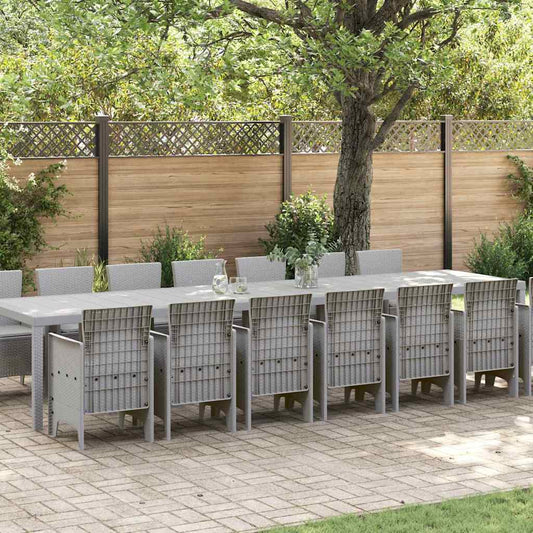 Garten Essgruppe 15 pcs Hellgrau Polt Rattan