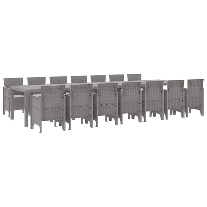 Garten Essgruppe 15 pcs Hellgrau Polt Rattan