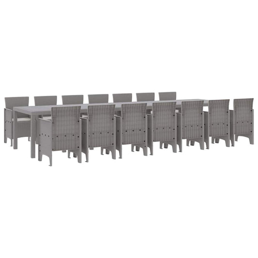 Garten Essgruppe 15 pcs Hellgrau Polt Rattan