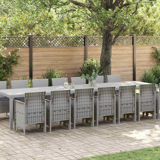 Garten Essgruppe 15 pcs Hellgrau Polt Rattan