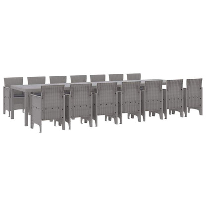 Garten Essgruppe 15 pcs Hellgrau Polt Rattan