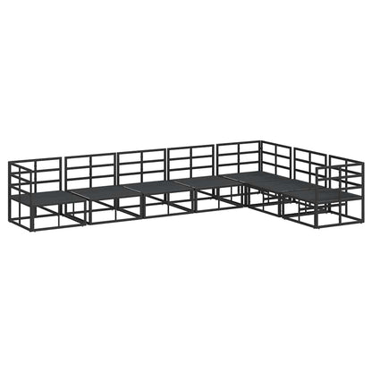 Garten-Sofa-Set mit Kissen 7 pcs Schwarz Aluminium