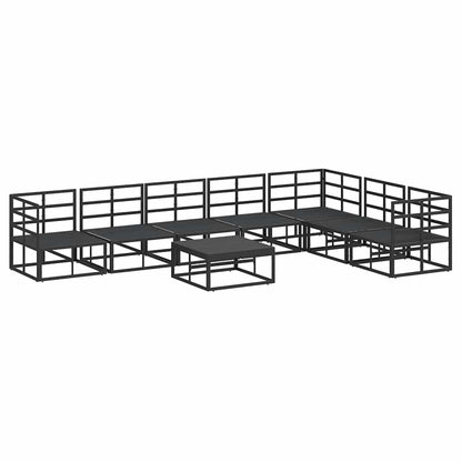 Garten-Sofa-Set mit Kissen 8 pcs Schwarz Aluminium