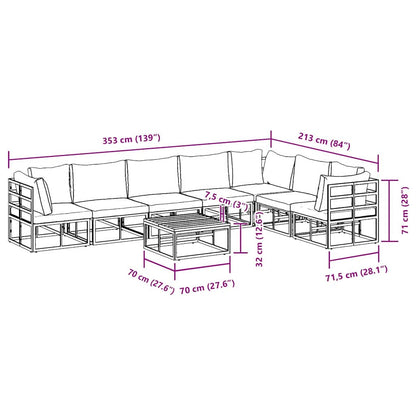 Garten-Sofa-Set mit Kissen 8 pcs Schwarz Aluminium