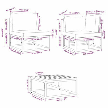 Garten-Sofa-Set mit Kissen 8 pcs Schwarz Aluminium