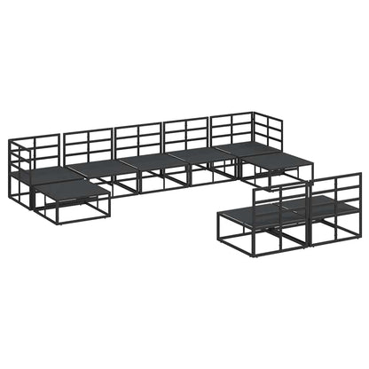 Garten-Sofa-Set mit Kissen 9 pcs Schwarz Aluminium