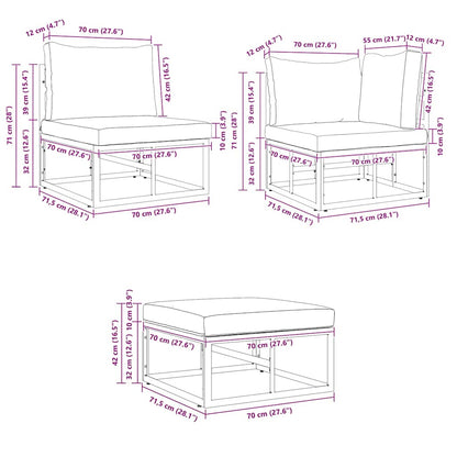 Garten-Sofa-Set mit Kissen 9 pcs Schwarz Aluminium
