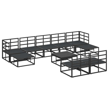 Garten-Sofa-Set mit Kissen 10 pcs Schwarz Aluminium