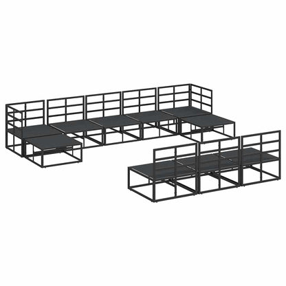 Garten-Sofa-Set mit Kissen 10 pcs Schwarz Aluminium