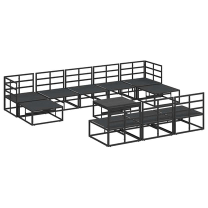 Garten-Sofa-Set mit Kissen 11 pcs Schwarz Aluminium